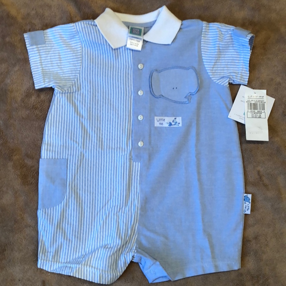 Little Me little blue elephant 12 months romper